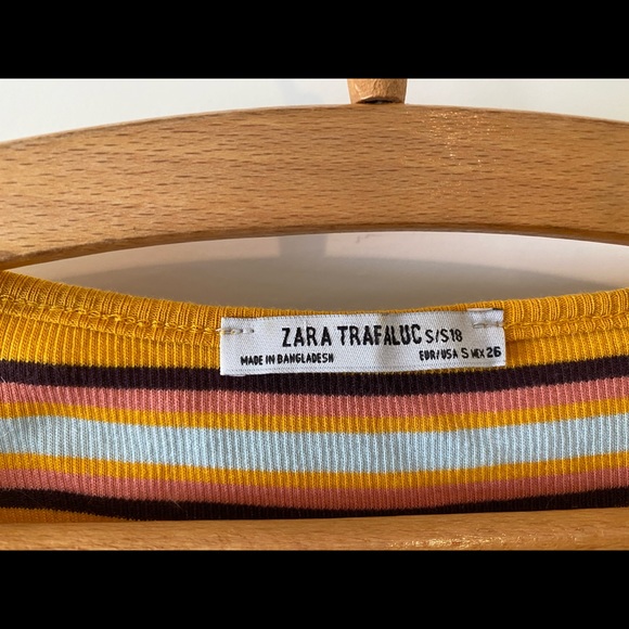 Zara Trufaluc striped crop top yellow pink blue - Picture 3 of 3